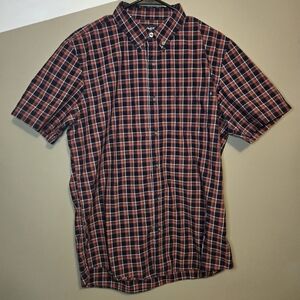 Timberland Red Blue Plaid Short Sleeve Button Down Shirt Size Medium Pocket